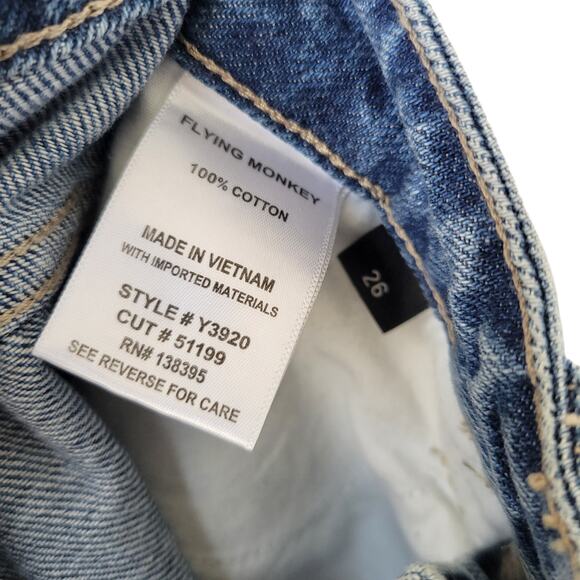 Flying Monkey Apart High Rise Mom Ripped Straight Crop Jeans Women Sz 26 - Picture 6 of 7